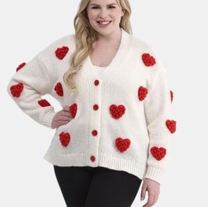 Cozy Heart-Patterned Cardigan Sweater